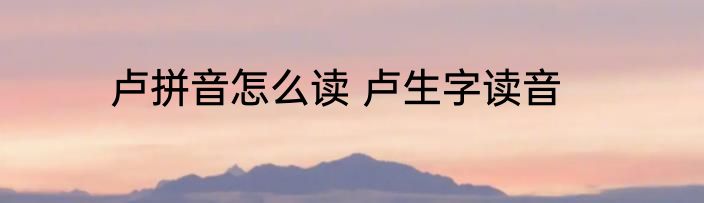 卢拼音怎么读 卢生字读音