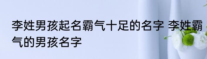 李姓男孩起名霸气十足的名字 李姓霸气的男孩名字