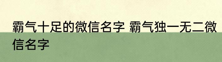 霸气十足的微信名字 霸气独一无二微信名字
