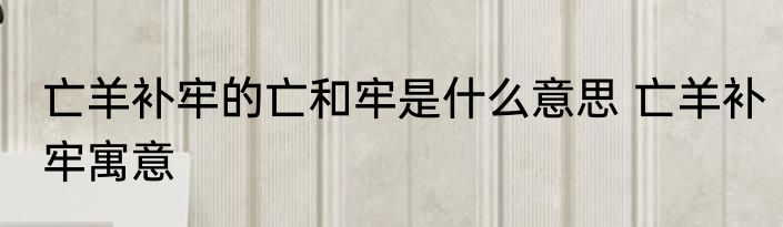 亡羊补牢的亡和牢是什么意思 亡羊补牢寓意