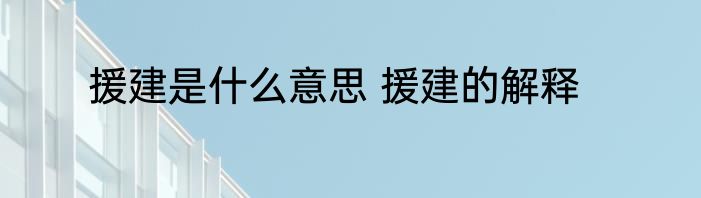 援建是什么意思 援建的解释
