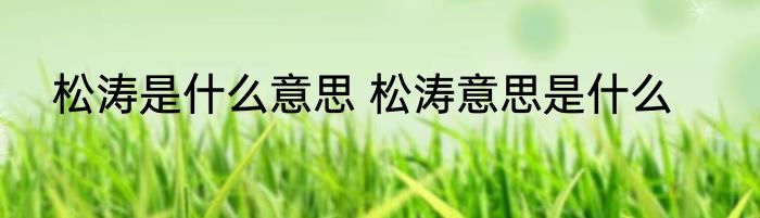 松涛是什么意思 松涛意思是什么