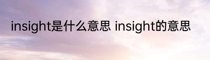 insight是什么意思 insight的意思