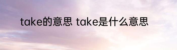 take的意思 take是什么意思