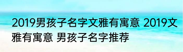 2019男孩子名字文雅有寓意 2019文雅有寓意 男孩子名字推荐