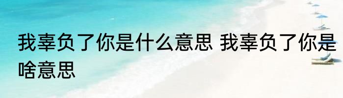 我辜负了你是什么意思 我辜负了你是啥意思