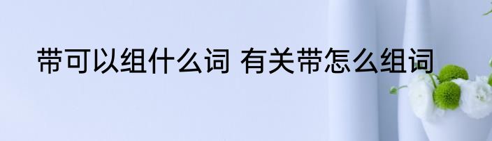 带可以组什么词 有关带怎么组词