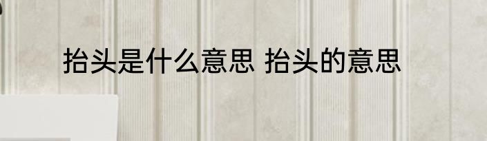 抬头是什么意思 抬头的意思
