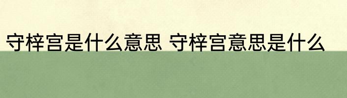 守梓宫是什么意思 守梓宫意思是什么