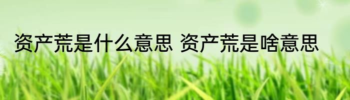 资产荒是什么意思 资产荒是啥意思