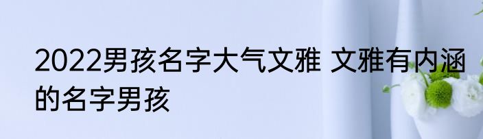 2022男孩名字大气文雅 文雅有内涵的名字男孩