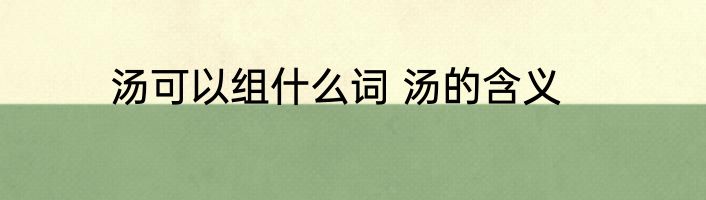 汤可以组什么词 汤的含义