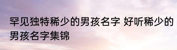 罕见独特稀少的男孩名字 好听稀少的男孩名字集锦