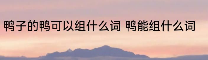 鸭子的鸭可以组什么词 鸭能组什么词