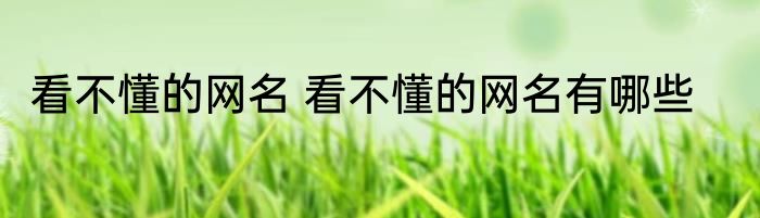 看不懂的网名 看不懂的网名有哪些