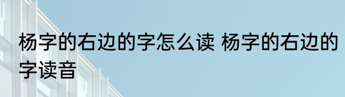 杨字的右边的字怎么读 杨字的右边的字读音