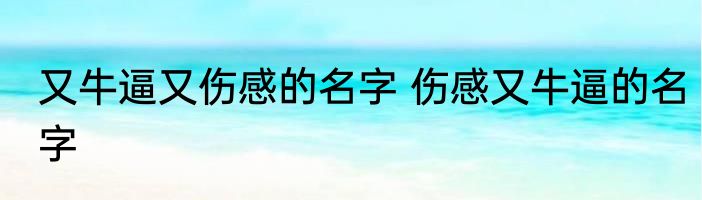 又牛逼又伤感的名字 伤感又牛逼的名字