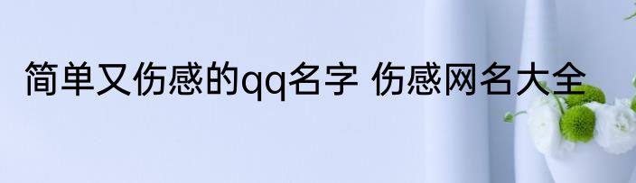 简单又伤感的qq名字 伤感网名大全