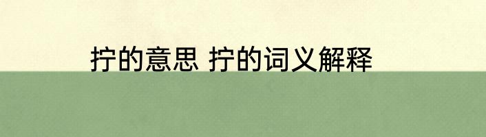 拧的意思 拧的词义解释