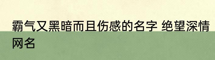 霸气又黑暗而且伤感的名字 绝望深情网名