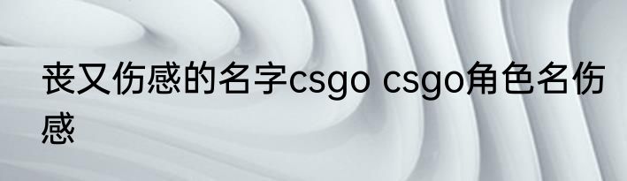 丧又伤感的名字csgo csgo角色名伤感