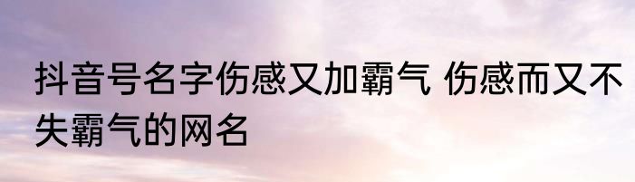 抖音号名字伤感又加霸气 伤感而又不失霸气的网名