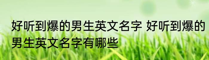 好听到爆的男生英文名字 好听到爆的男生英文名字有哪些