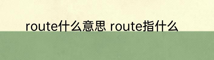 route什么意思 route指什么