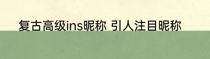 复古高级ins昵称 引人注目昵称