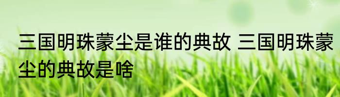 三国明珠蒙尘是谁的典故 三国明珠蒙尘的典故是啥