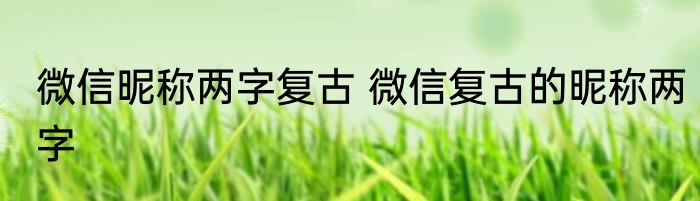 微信昵称两字复古 微信复古的昵称两字
