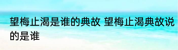 望梅止渴是谁的典故 望梅止渴典故说的是谁