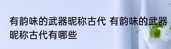 有韵味的武器昵称古代 有韵味的武器昵称古代有哪些