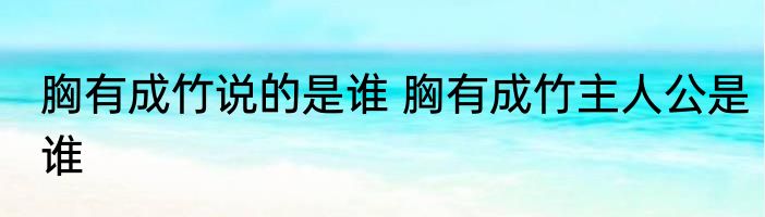 胸有成竹说的是谁 胸有成竹主人公是谁