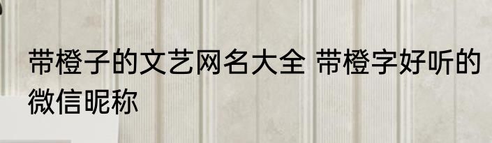 带橙子的文艺网名大全 带橙字好听的微信昵称