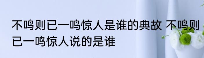 不鸣则已一鸣惊人是谁的典故 不鸣则已一鸣惊人说的是谁