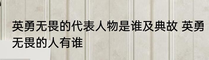 英勇无畏的代表人物是谁及典故 英勇无畏的人有谁