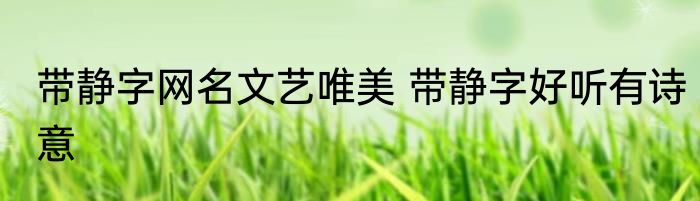 带静字网名文艺唯美 带静字好听有诗意