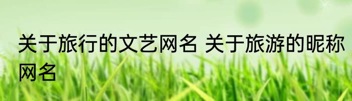 关于旅行的文艺网名 关于旅游的昵称网名