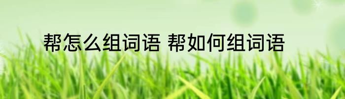 帮怎么组词语 帮如何组词语