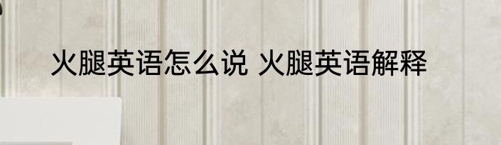 火腿英语怎么说 火腿英语解释