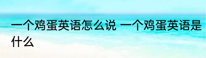 一个鸡蛋英语怎么说 一个鸡蛋英语是什么