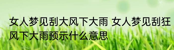 女人梦见刮大风下大雨 女人梦见刮狂风下大雨预示什么意思