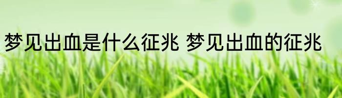 梦见出血是什么征兆 梦见出血的征兆