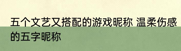 五个文艺又搭配的游戏昵称 温柔伤感的五字昵称