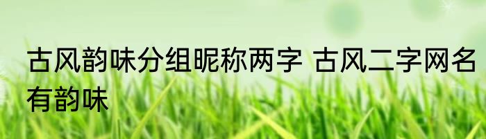 古风韵味分组昵称两字 古风二字网名有韵味