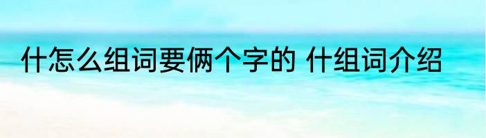 什怎么组词要俩个字的 什组词介绍