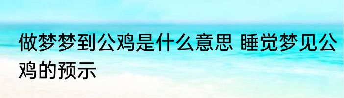 做梦梦到公鸡是什么意思 睡觉梦见公鸡的预示