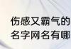 伤感又霸气的名字网名 伤感又霸气的名字网名有哪些