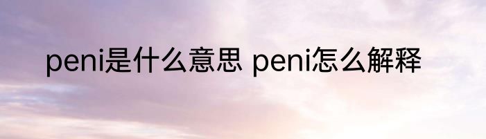peni是什么意思 peni怎么解释